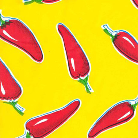 Chile Peppers Red On Yellow Oil Cloth