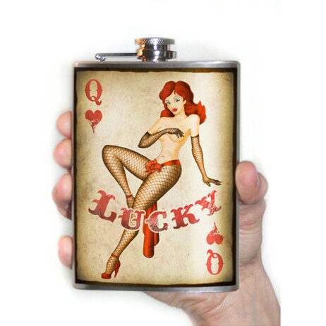 Lucky Queen Of Hearts Flask