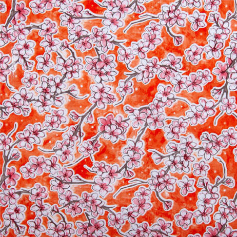 Fuji Orange - Blossoms Oil Cloth