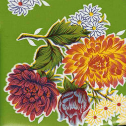 Green Mums Flowers Oil Cloth