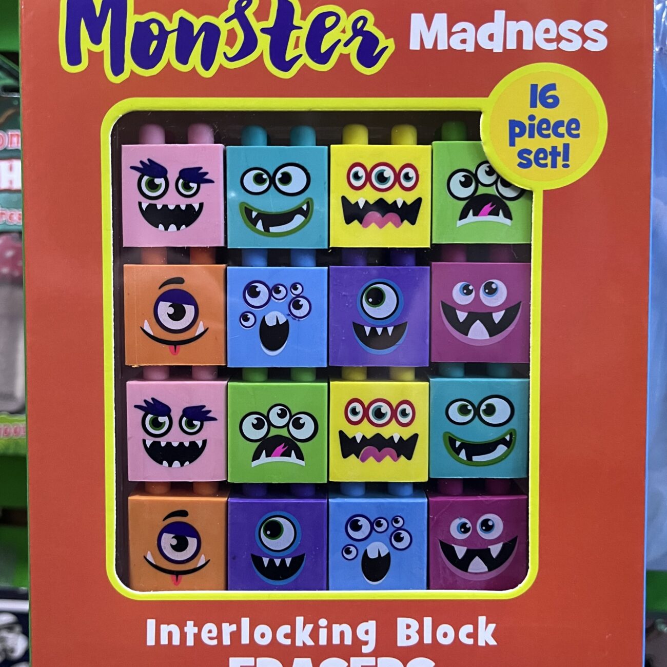 Monster Madness Interlocking Block Erasers