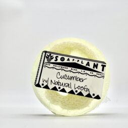 Round cucumber scented glycerin soap with loofa inside