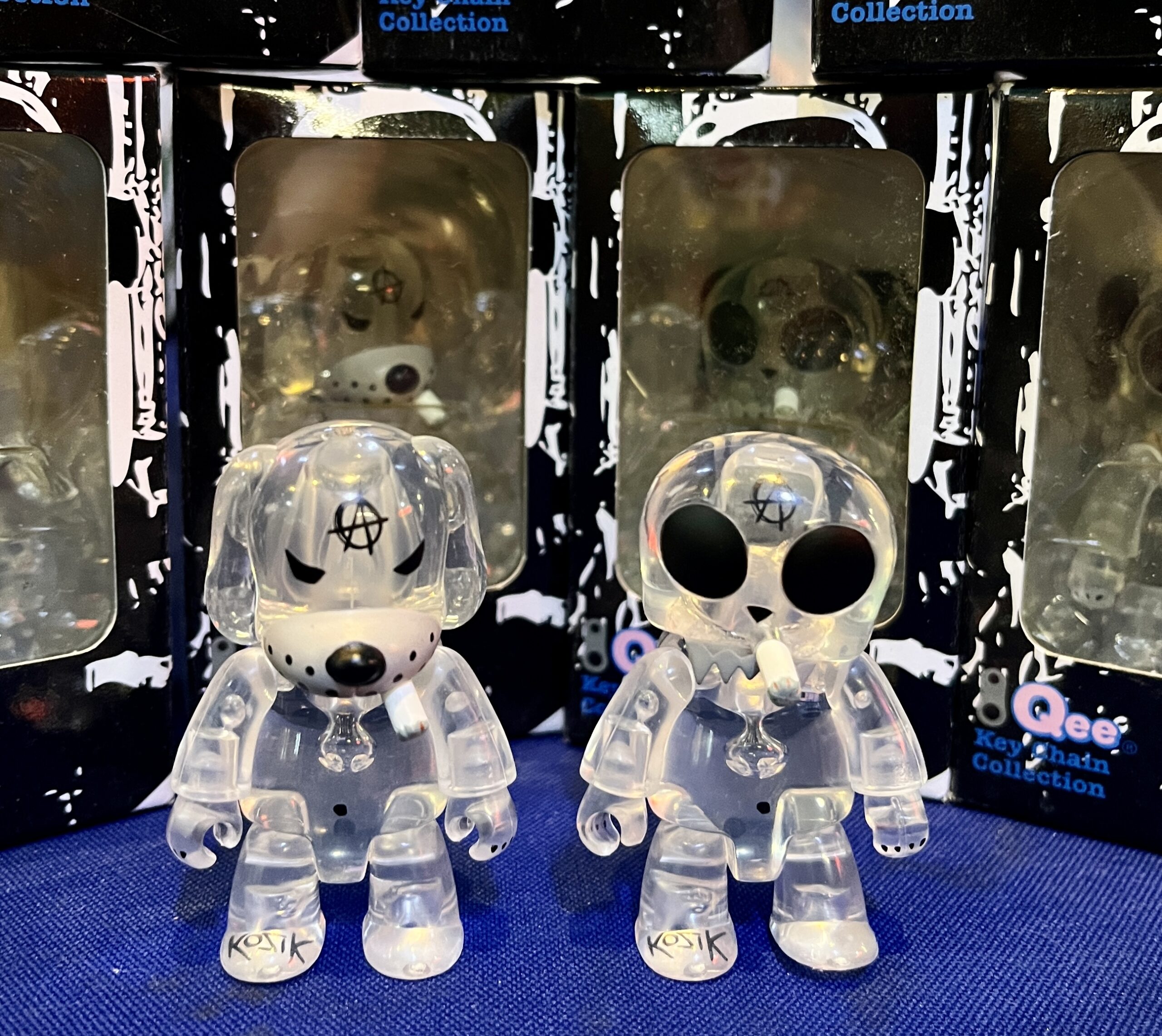 Transparent Dog + Skull Anarqee 2.5” Qees by Frank Kozik