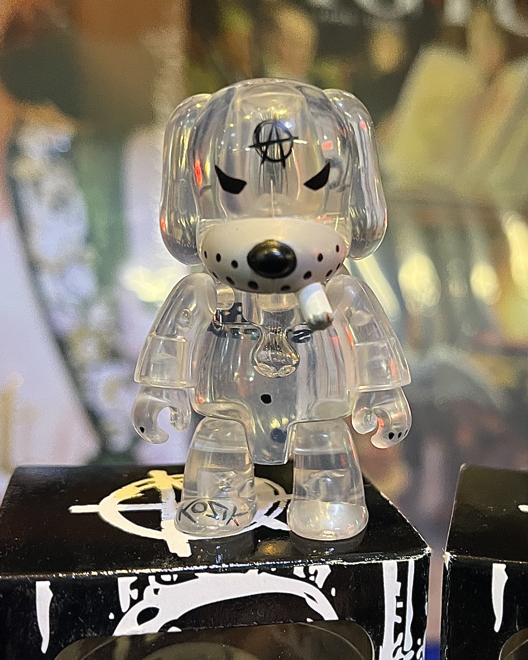 Transparent Dog + Skull Anarqee 2.5” Qees by Frank Kozik